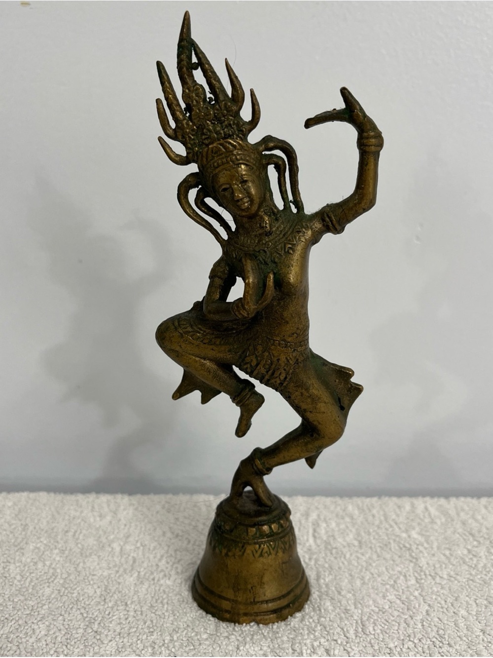 Vintage Brass Bronze Hindu Dancer Bell Statue Nataraja Shiva Style India
